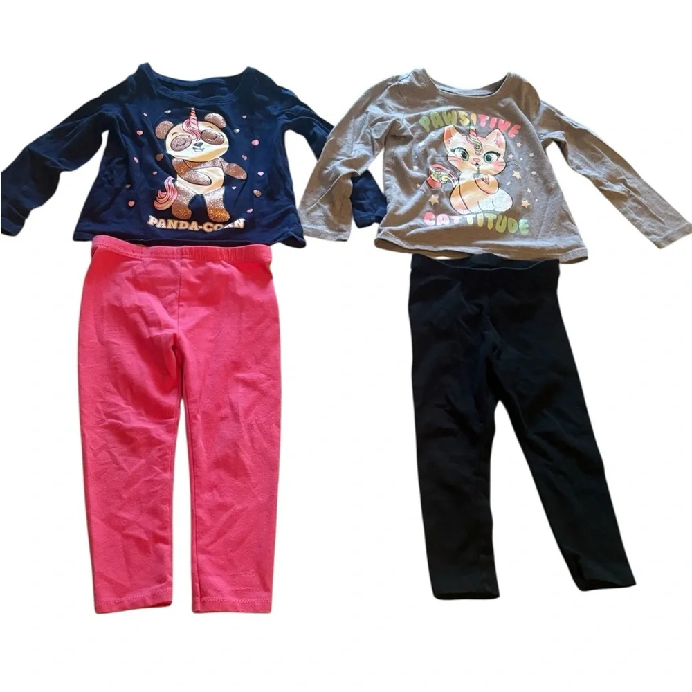 Girls Mulitple Brands Tops Pants Size 2T Set of 2 Outfits